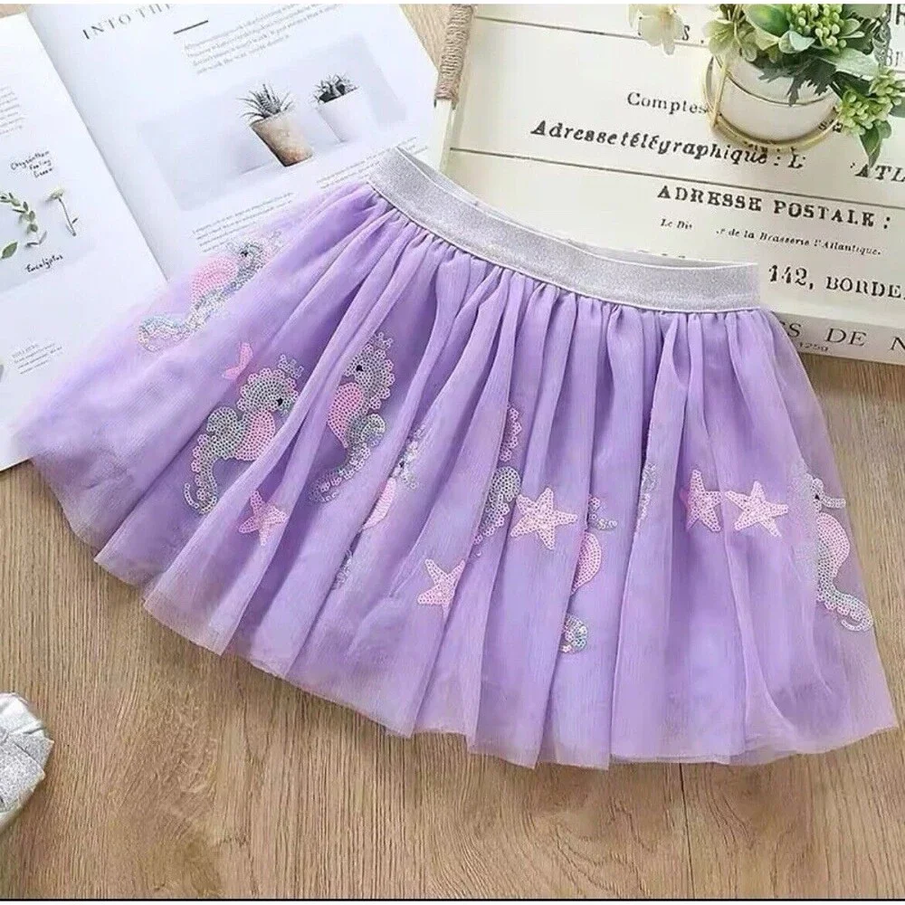 Los Angeles Boutique Tutu Tulle Star Seahorse Sequin Skirt Party Mermaid NEW 4T